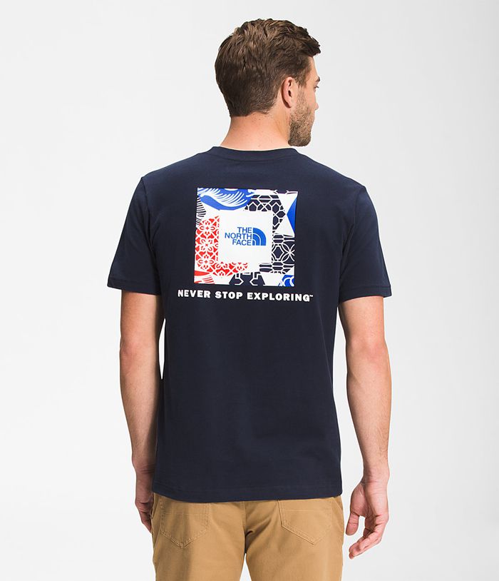 Camiseta The North Face Hombre Manga Corta Box Nse Azul Marino - Peru 58104JRTN